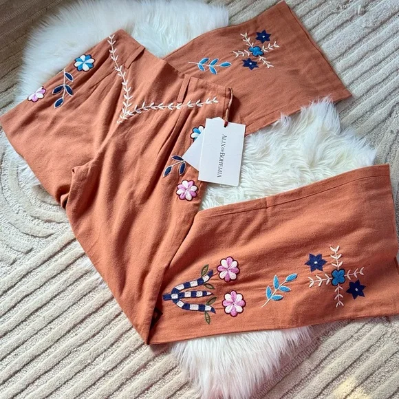 Alix of Bohemia *NEW* Charlie Sienna Poppy Embroidered Pant - Picture 12 of 16